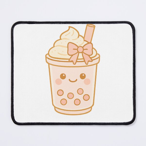 Artikelvorschau, Kawaii Bubble Tea – Süße rosa Boba-Tasse mit lächelndem Gesicht und Schleife entworfen und verkauft von CreatedbyKandJ.