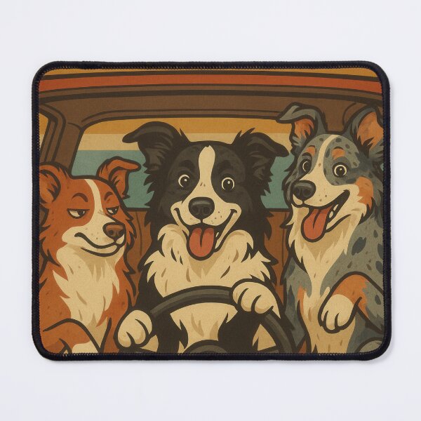 Item preview, Retro Border Collies Pancake Run Poster designed and sold by Flying Doggo.