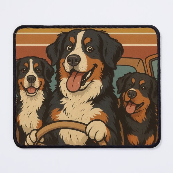 Item preview, Retro Bernese Mountain Dogs Fondue Poster designed and sold by Flying Doggo.