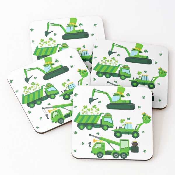 Item preview, St Patrick’s Day Green Construction Vehicles Design designed and sold by ArtfulWeave.