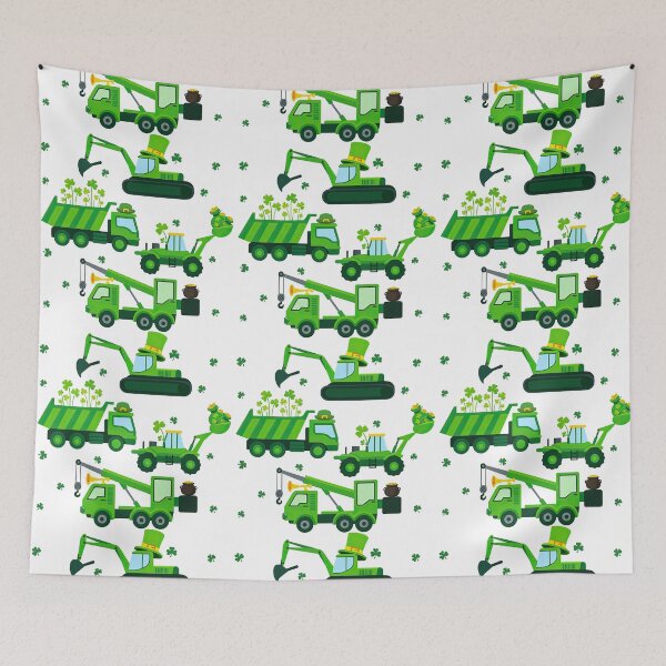 Item preview, St Patrick’s Day Green Construction Vehicles Design designed and sold by ArtfulWeave.