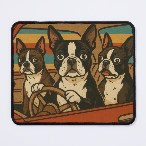 Item preview, Retro Boston Terriers Donut Run Poster designed and sold by Flying Doggo.