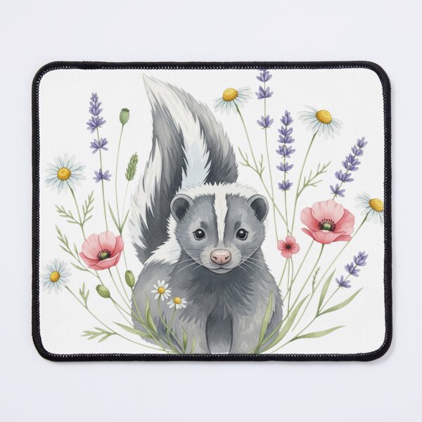 Item preview, Watercolor Floral Skunk Whisperer - Botanical Pastel Animal Sticker designed and sold by Selvadesigns.