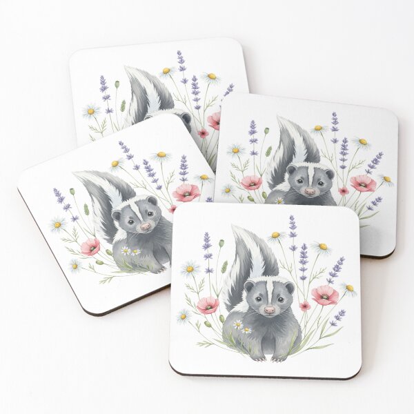Item preview, Watercolor Floral Skunk Whisperer - Botanical Pastel Animal Sticker designed and sold by Selvadesigns.
