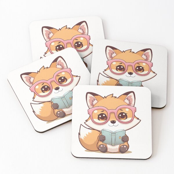 Item preview, Kawaii Baby Fox with Glasses & Glowing Book | Cute Pastel Illustration designed and sold by PawxelArt.
