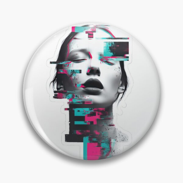 Item preview, Surreal neon face with glitch effects and vibrant colors designed and sold by DadGenX.