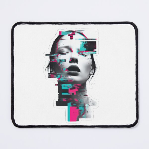 Item preview, Surreal neon face with glitch effects and vibrant colors designed and sold by DadGenX.