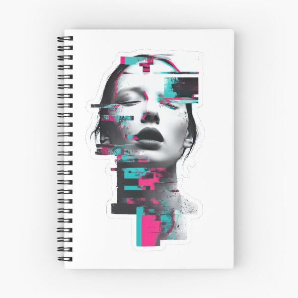 Item preview, Surreal neon face with glitch effects and vibrant colors designed and sold by DadGenX.