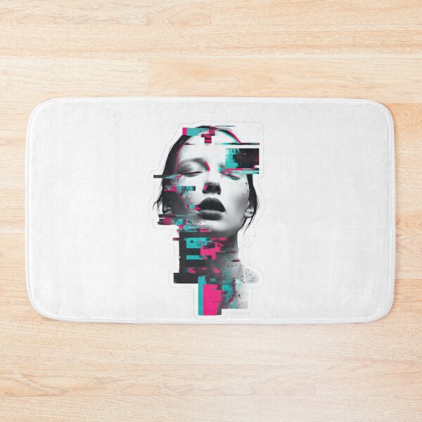 Item preview, Surreal neon face with glitch effects and vibrant colors designed and sold by DadGenX.