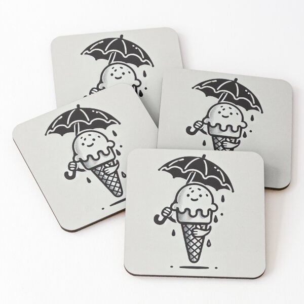 Artikelvorschau, Eiscreme im Regen – Süße minimalistische Illustration entworfen und verkauft von trend-forge.