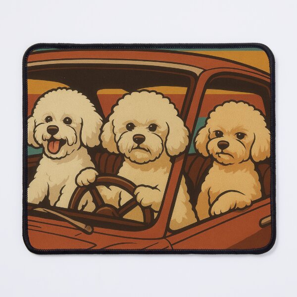 Item preview, Retro Bichons Macaron Adventure Poster designed and sold by Flying Doggo.