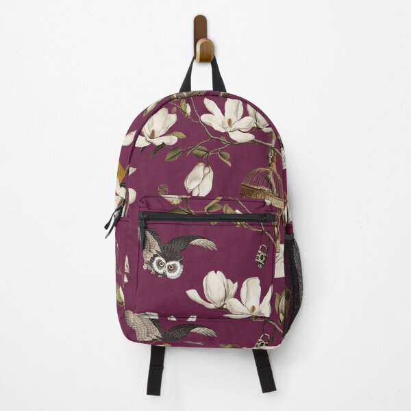 Item preview, Magnolia Grove with Owls in Mulberry Red designed and sold by Delinda Graphic Studio.
