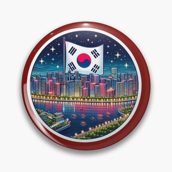 Item preview, Yeongdeungpo Seoul 3D Nightscape with Korean Flag,  designed and sold by PaintMeWorld.