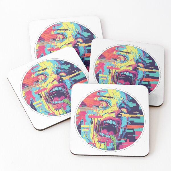 Item preview, Surreal distorted face with neon glitch effects designed and sold by DadGenX.