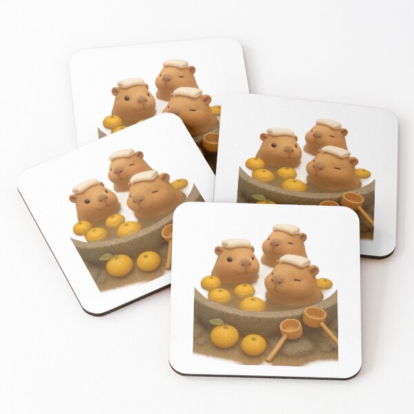 Item preview, Cute Capybara Spa Bath With Yuzu - Adorable Japanese Cottagecore Art designed and sold by Moons Studio.