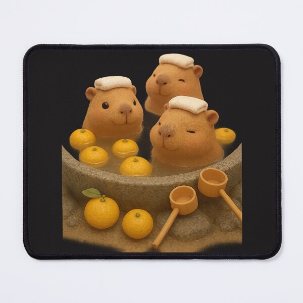 Item preview, Cute Capybara Spa Bath With Yuzu - Adorable Japanese Cottagecore Art designed and sold by Moons Studio.