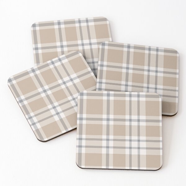Item preview, Little Nest Plaid 1 - mushroom brown + black + pale beige designed and sold by Shelley Winters.
