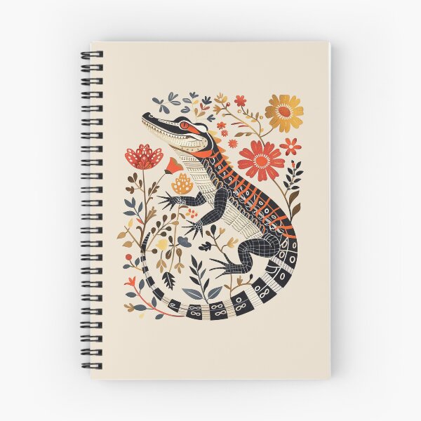 Item preview, Colorful Folk Art Alligator | Whimsical Botanical Reptile Illustration designed and sold by doingly.