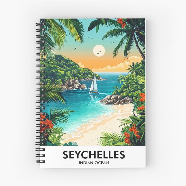 Item preview, Seychelles Retro Travel Print designed and sold by HomeLivingCo.