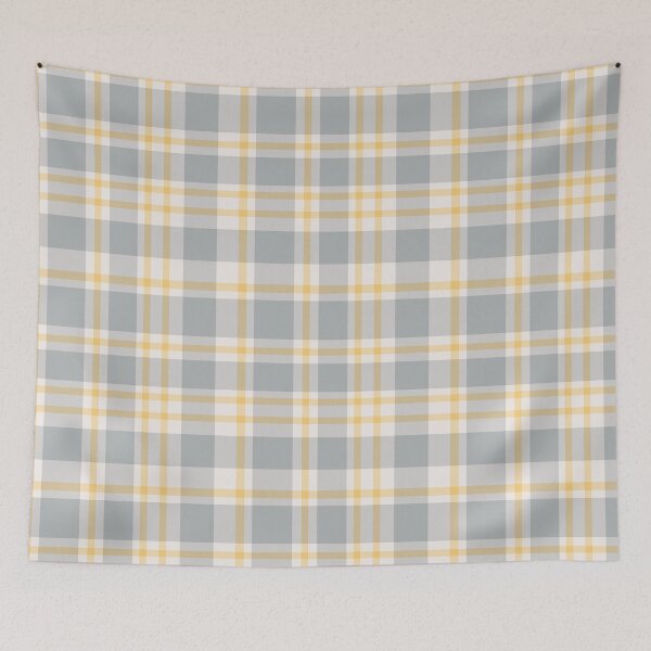 Item preview, Little Nest Plaid 2 - goldenrod yellow + medium gray designed and sold by Shelley Winters.