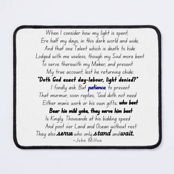 Item preview, John Milton "On his Blindness" Sonnet designed and sold by stella literarium.