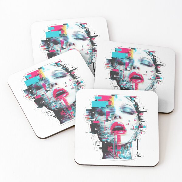 Item preview, Glitchcore surreal sticker with neon pink and cyan designed and sold by DadGenX.