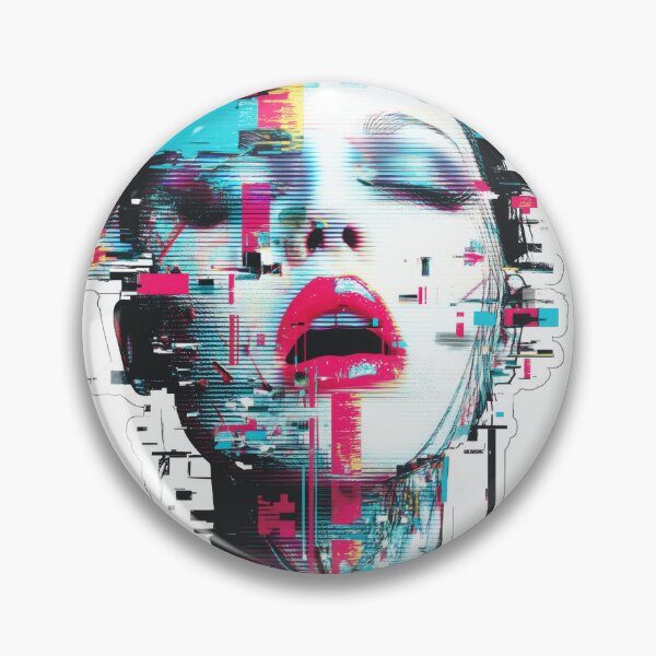 Item preview, Glitchcore surreal sticker with neon pink and cyan designed and sold by DadGenX.