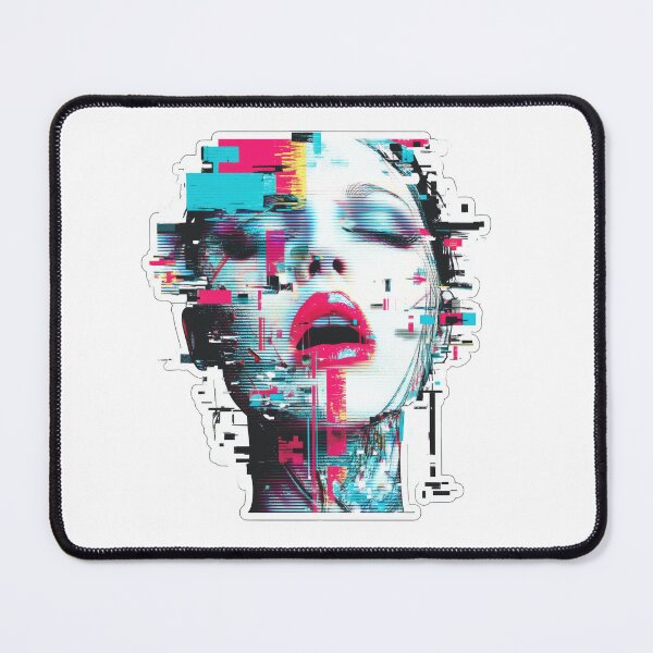 Item preview, Glitchcore surreal sticker with neon pink and cyan designed and sold by DadGenX.