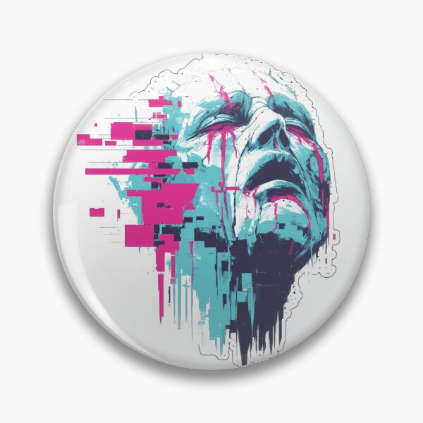 Item preview, Distorted face with neon pink and cyan glitch effects designed and sold by DadGenX.
