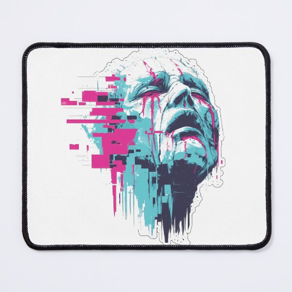 Item preview, Distorted face with neon pink and cyan glitch effects designed and sold by DadGenX.