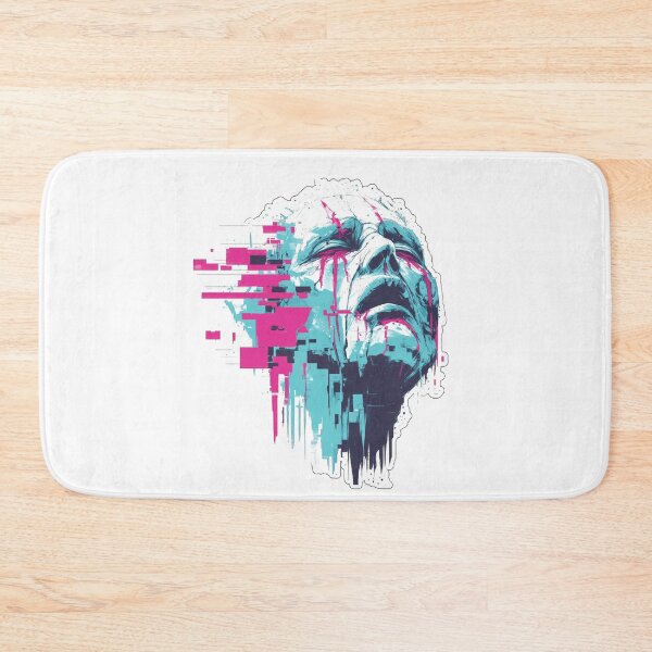 Item preview, Distorted face with neon pink and cyan glitch effects designed and sold by DadGenX.