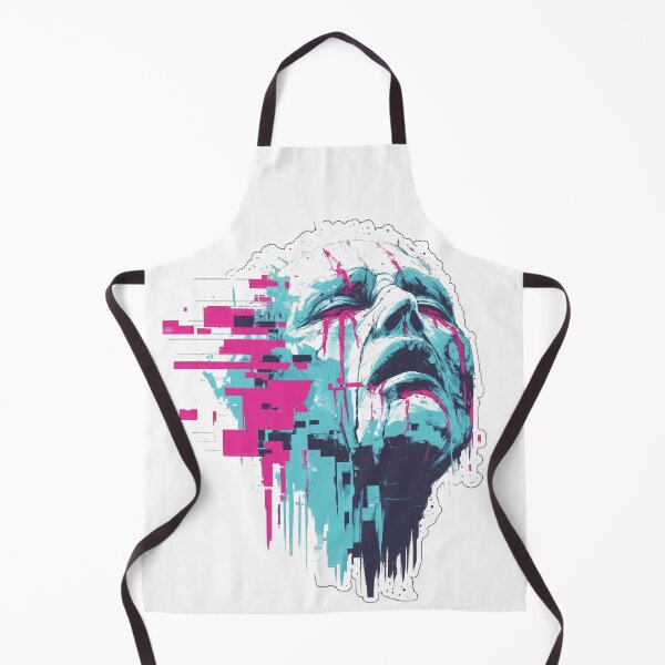Item preview, Distorted face with neon pink and cyan glitch effects designed and sold by DadGenX.