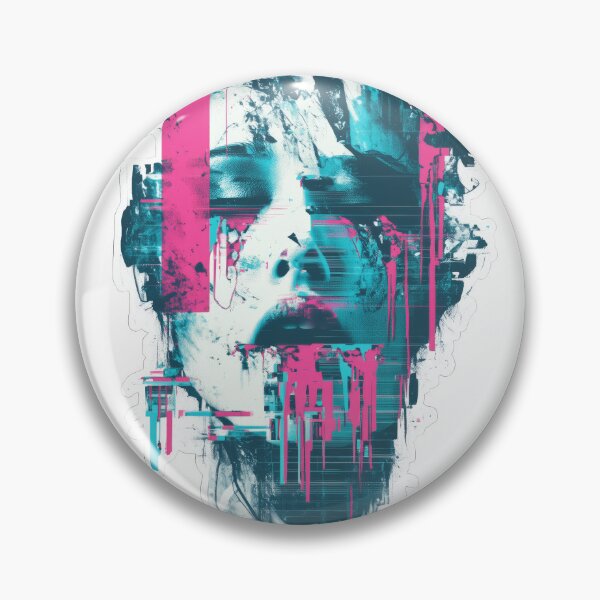 Item preview, Glitchcore surreal sticker with neon pink and cyan designed and sold by DadGenX.