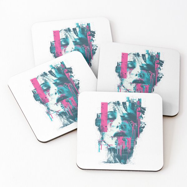 Item preview, Glitchcore surreal sticker with neon pink and cyan designed and sold by DadGenX.
