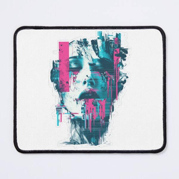 Item preview, Glitchcore surreal sticker with neon pink and cyan designed and sold by DadGenX.