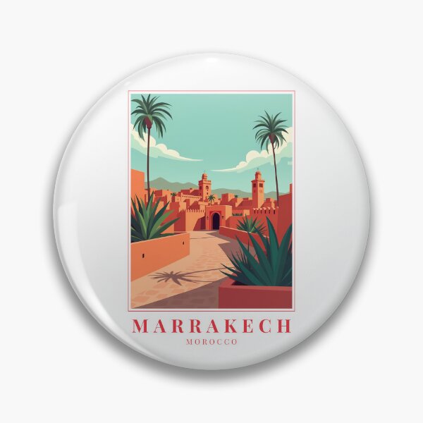 Item preview, Marrakech Morocco Illustration – Medina Arches, Souks & Atlas Sunset designed and sold by MapMyMiles.
