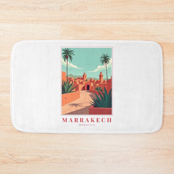 Item preview, Marrakech Morocco Illustration – Medina Arches, Souks & Atlas Sunset designed and sold by MapMyMiles.