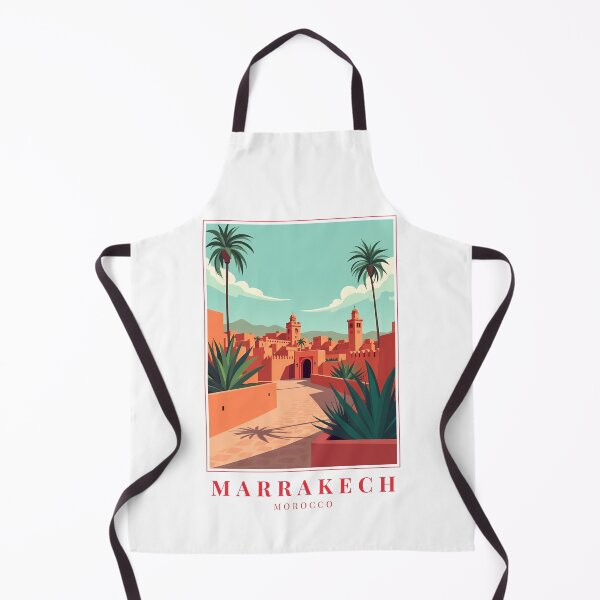 Item preview, Marrakech Morocco Illustration – Medina Arches, Souks & Atlas Sunset designed and sold by MapMyMiles.
