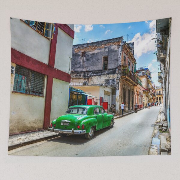 Item preview, Vintage Green Car in a Colorful Street In Havana, Cuba designed and sold by Paul Thompson Photography.