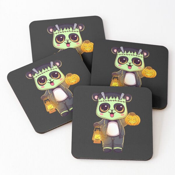 Item preview, Chibi Panda Frankenstein – Cute Kawaii Panda with Pumpkin Lantern Funny Halloween Art designed and sold by ColorSplash123.