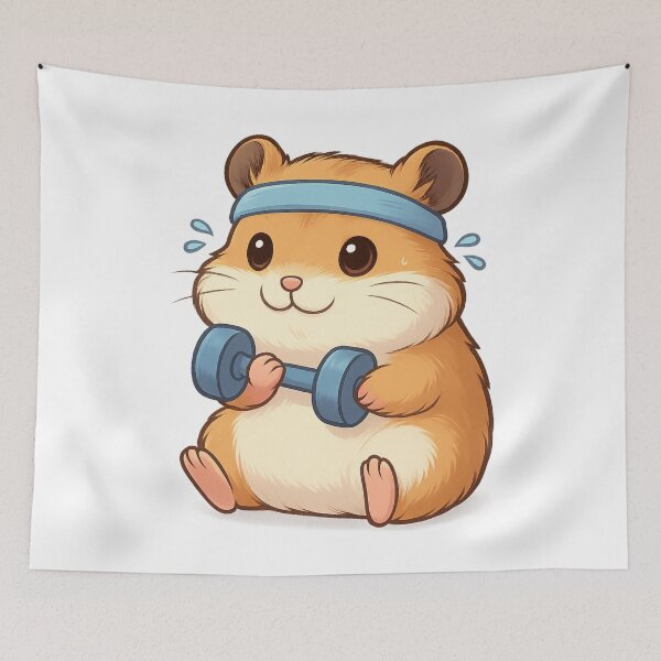 Item preview, Minimalist Hamster Lifting Weights – Cute Workout Fitness Design designed and sold by Minimochi Art.