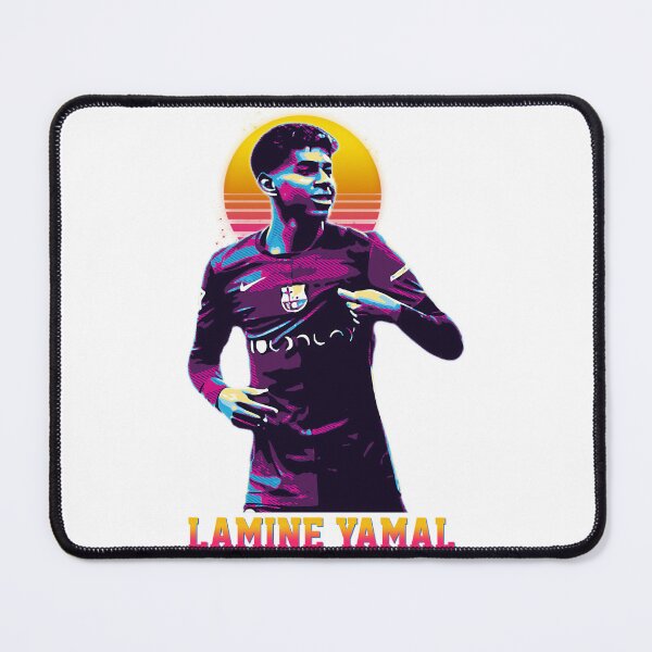 Item preview, Lamine Yamal Retro Neon Barcelona Football Poster designed and sold by choluren.