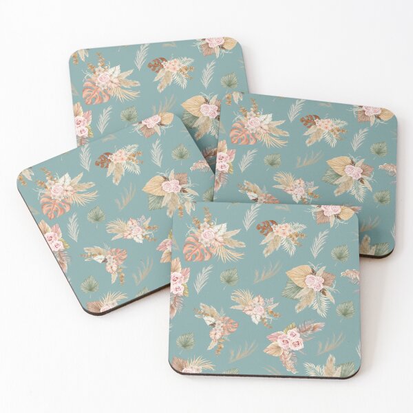 Item preview, Pampas Grass & Flowers on Bluish Green designed and sold by KSimpson838.