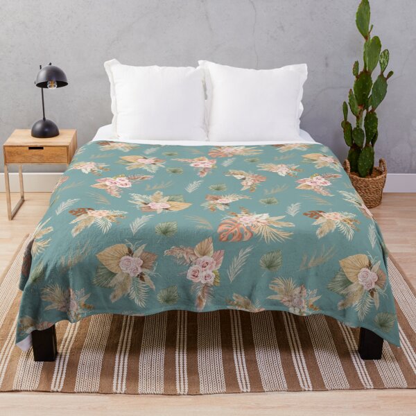 Item preview, Pampas Grass & Flowers on Bluish Green designed and sold by KSimpson838.