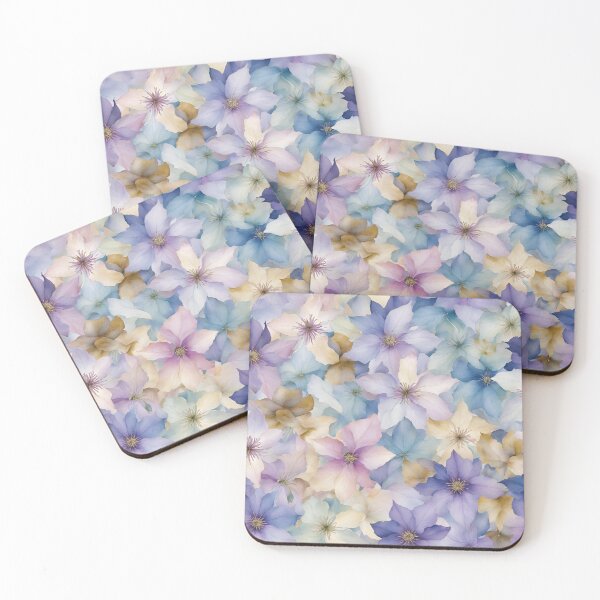 Item preview,   Elegant  Romantic  Pastel Colors,  Purple Clematis Flowers  Watercolor designed and sold by KolorellaS.