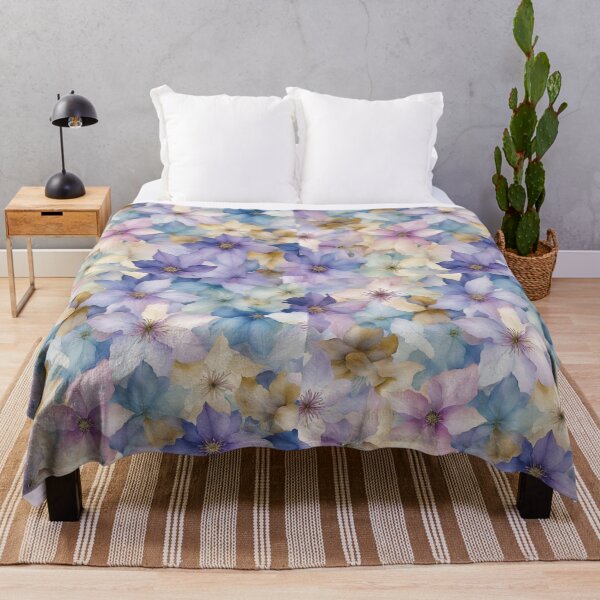 Item preview,   Elegant  Romantic  Pastel Colors,  Purple Clematis Flowers  Watercolor designed and sold by KolorellaS.
