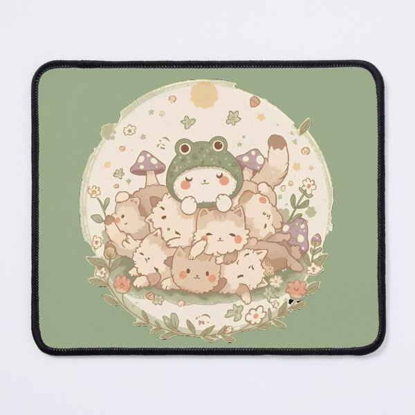 Item preview, Kawaii Cottagecore Cat Pile | Frog Hat Kitty designed and sold by EH World | Store.