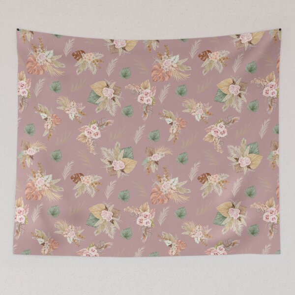 Item preview, Pampas Grass & Flowers on Grayish Pink designed and sold by KSimpson838.