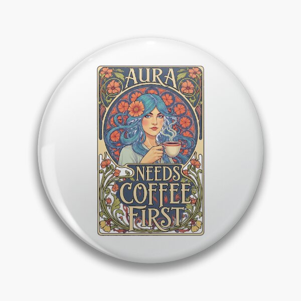 Item preview, Aura Needs Coffee First Art Nouveau T-Shirt | Spiritual Morning Humor designed and sold by MySpiritTravels.