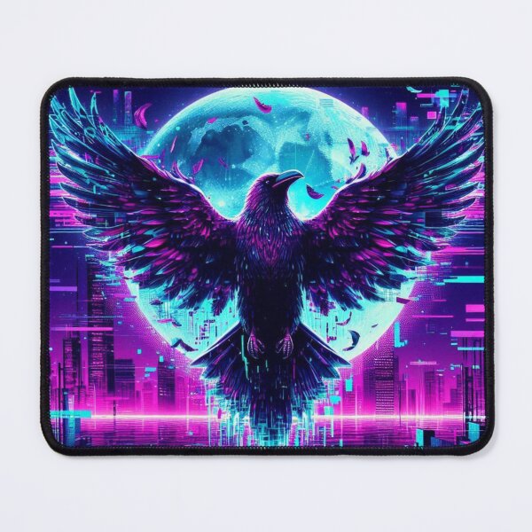 Item preview, Digital Eclipse Raven – Neon Cyberpunk Spirit Bird designed and sold by DreamArt Creations.